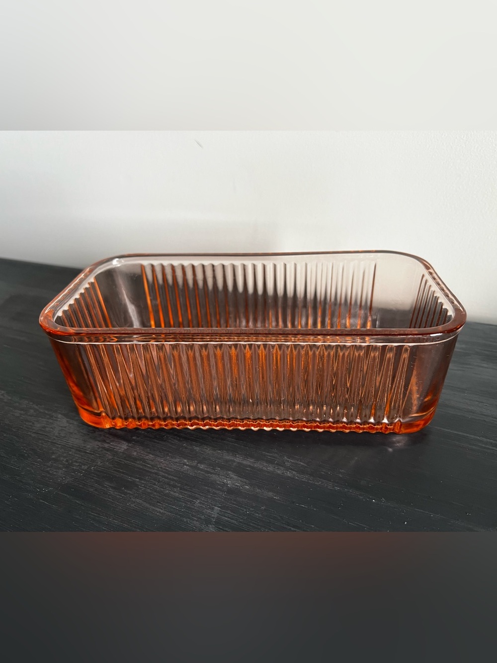 Vintage Federal Pink Depression Glass Ribbed Refrigerator Dish Storage Container
